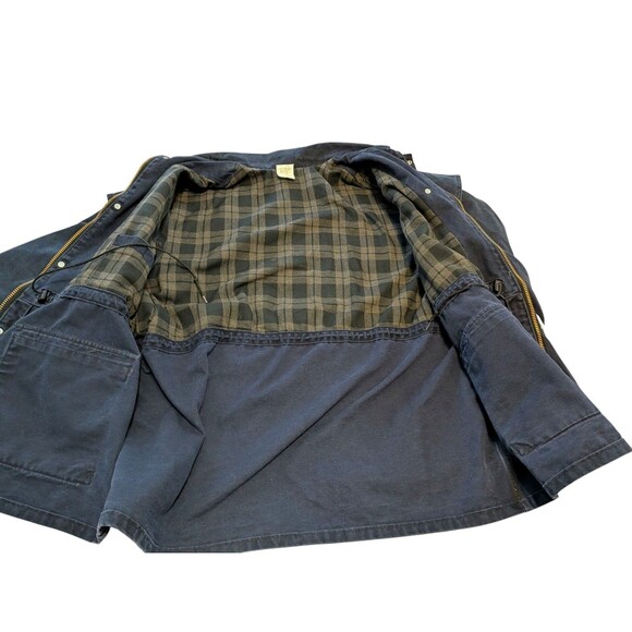 Vintage Carhartt Western Navy Duster Barn Jacket Worsterlon Duck Coat USA XL - Picture 3 of 11